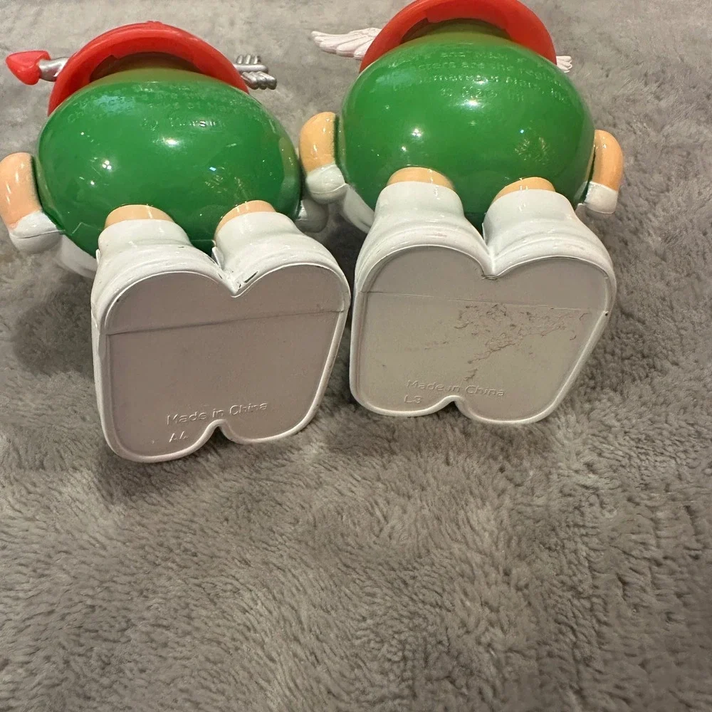 Vintage M&M's‎ Green Character Valentine Red Hats Cupid Wings Candy Holders